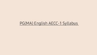 PG(MA) Eng  Sem-1 AECC-1 Syllabus VKSU