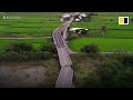 drone footage shows collapsed bridge after 6.8 magnitude earthquake in southeastern taiwan