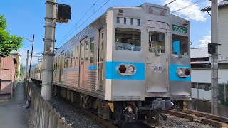 【2024/05/25 朝の秩父鉄道秩父本線を走る5000系=もと都営三田線6000形 ジョイント音あり】御花畑駅を通過していく5000系5003F 回送(下り方面)