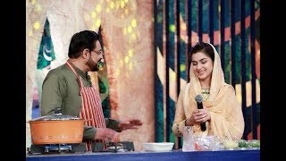 Aamir Liaqaut and wife Tuba Amir cooks mutton karahi in Ptv Ramzan Transmission