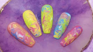 🌈Matte Rainbow Drag Marble Press On Nails (Pink Gellac) - femketjeNL