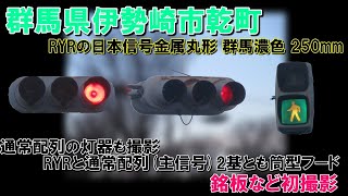 【信号機】群馬県伊勢崎市乾町 日信金属丸形群馬濃色250㎜ RYR灯器 赤・赤点滅〈454〉