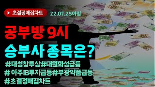 [매집차트연구소]#2022년7월25일 빡공방 9시 승부사 종목은? #대성창투 상한가 #대원화성 급등 #아주IB투자 급등 #부광약품 급등 #엔피 급등 #초절정매집차트