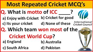 Cricket Mcqs | Top 30 most repeated cricket mcqs | Sports Mcqs |Cricket world cup mcqs| Cricket Quiz