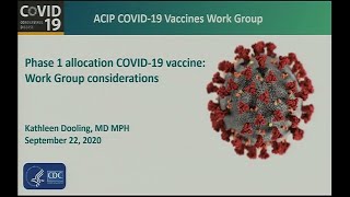 September 2020 ACIP Meeting -  Work Group considerations