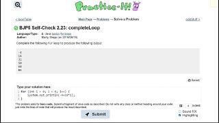 Java Practice It || 2.23 completeLoop || for loop