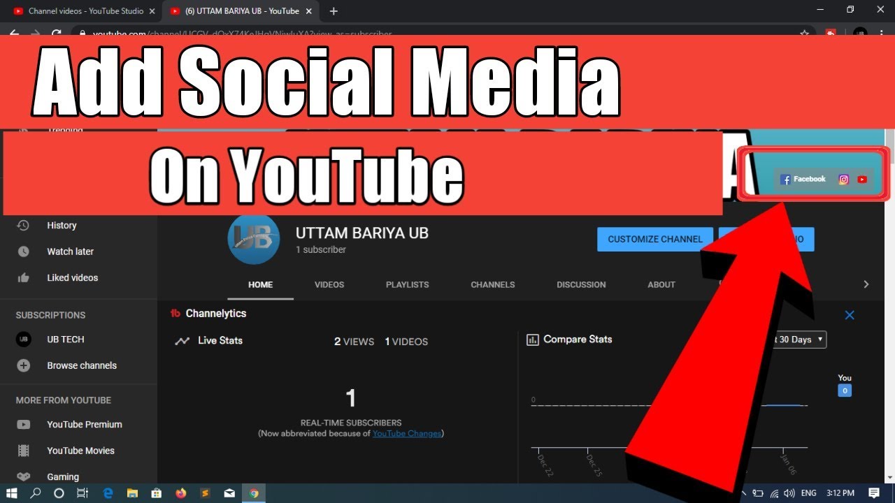 How To Add Social Media Icons On YouTube Banner | Social Media Icons On ...