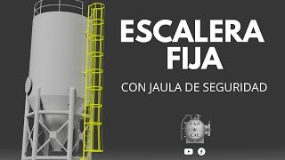 Escalera fija con jaula de seguridad | SolidWorks