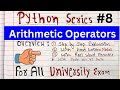 Arithmetic Operators in Python | Python tutorial | code hacker