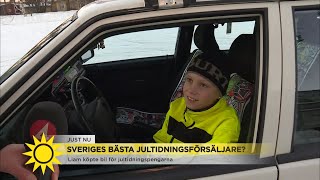 Tioårige Liam köpte bil för jultidningspengarna - Nyhetsmorgon (TV4)