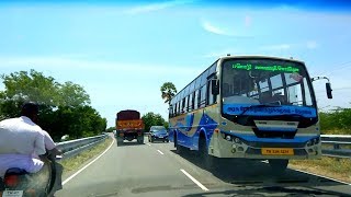 TNSTC New Bus Crossing car traveling Erode to Karur Road