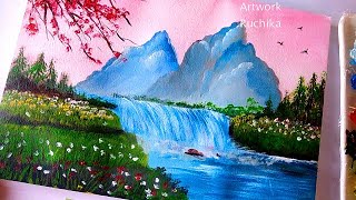 Beautiful Landscape Painting | Easy Scenery Painting | Beginner Acrylic Painting