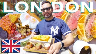 AMERICANS Try the TOP 10 MOST Iconic British Foods // What to Eat in London in 24 Hours 🇬🇧 [4K]