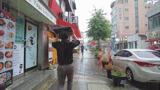 Pouring Rain Walk Bucheon, Korea - 1 Hour Walking in Heavy Rain 4K ASMR