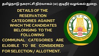 TNMAWS COUNSELLING - RESERVATION \u0026 COMMUNAL CATEGORIES ல் என்னென்ன பணியிடங்களை தேர்வு செய்யலாம்?