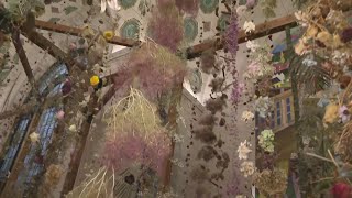 Immersive floral exhibit at the Cleveland Public Library