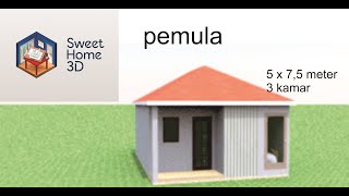 pemula menggambar rumah dengan sweet home 3D bahasa indonesia