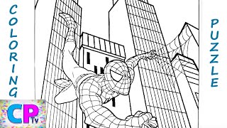 Spiderman Coloring and Puzzle,Picture of Flying Spiderman Coloring Pages