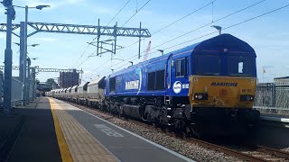 DB Maritime Liveried 66162 passes through Southall 30/8/19