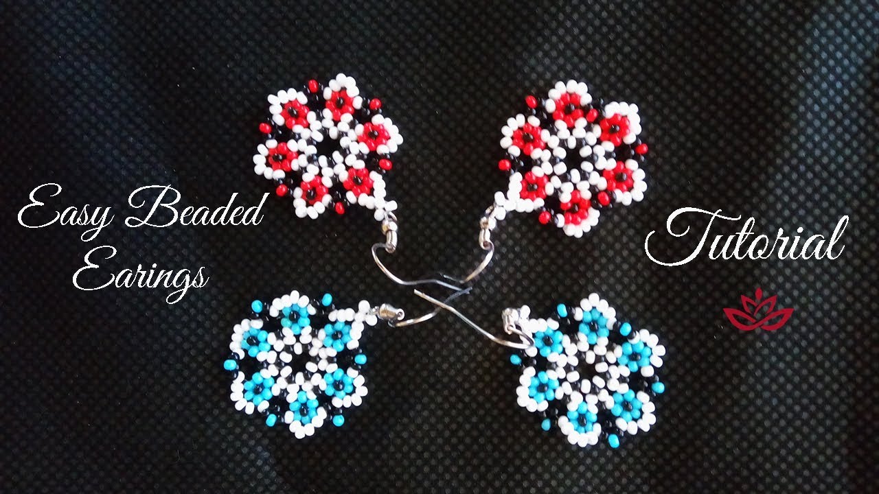 Beaded Flower Earrings - Tutorial - YouTube