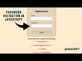 How to Create a Password Validation Form in JavaScript | Validate a Password | CodewithFaraz