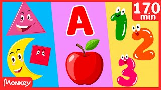 🔴⬛🔷 Learn ABC Phonics Shapes Numbers Colors | Preschool Learning Videos | Monkey Junior Play & Learn