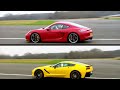 top gear the corvette c7 stingray and porsche cayman gts goes around the track