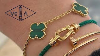 🇫🇷 REVUE LUXE - VAN CLEEF AND ARPELS Bracelet 5 motifs Alhambra Malachite