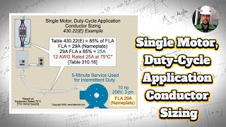 ⚡️ Single Motor, Duty-Cycle Application Conductor Sizing ( 3-Phase, 208 V, 10 HP )⚡️