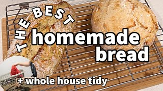THE BEST Homemade No Knead Bread + Productivity Vlog! Get It All Done! Whole House Tidy & MORE!
