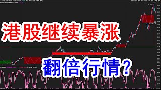 港股行情：港股恒生指数缠论K线1分钟扩展上涨行情，港股中芯国际、港股阅文集团暴涨！#港股行情 #港股股市 #港股牛市