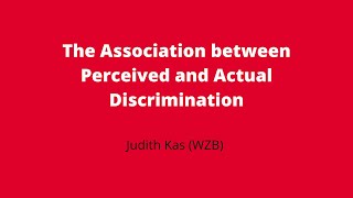 The Association between Perceived and Actual Discrimination