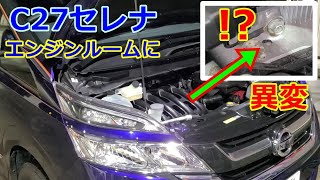 C27セレナ　エンジンルームにヤツの痕跡