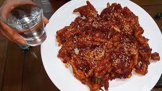 ☆닭발 볶음ㅡOO을 넣으면 아주 특별하고 맛있게 드실 수 있습니다.☆★Spicy Stir-fried Chicken Feet(KR sub)★