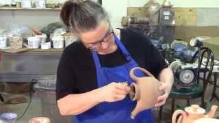 Fit the Teapot Lid,Clean for Bisque - How to Make a Pottery Tea Pot- Part 6