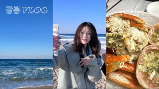 1박 2일 강릉 + 정동진 여행 vlog 🐚 소소한 우정여행 🩵 안목해변 겨울 바다 앞에서 인생샷 건진 날 🌊 회\u0026대게\u0026짬뽕 먹방 🦀