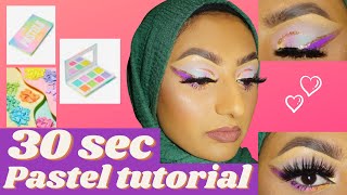 Pastel eyeshadow makeup tutorial with a GRAPHIC purple glitter liner! | Beauty bay Pastels Palette