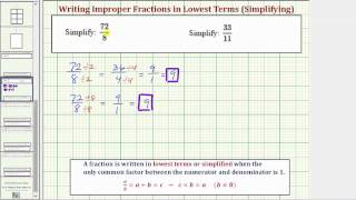 Ex: Simplify an Improper Fraction in the Form (ab)/a