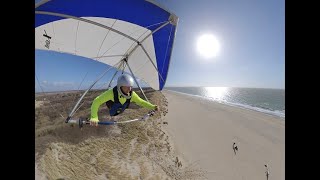 Challenging and beautiful hang gliding soar flights above the Dutch dunes