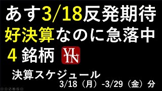 あす反発期待の好決算で急落した４銘柄。金曜のアメリカ市場とエヌビディア。決算スケジュール２週間分。NVIDIA続落～あす上がる株。最新の日本株での株式投資。初心者でも。～