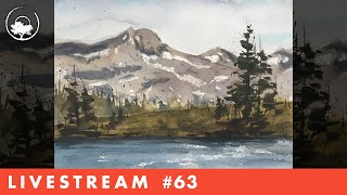 Painting a Mountain & Lake in Watercolor - LiveStream #63