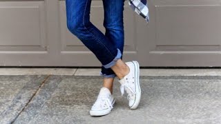 How To Wear Sneakers With Jeans | Women Outfit แฟชั่นรองเท้าผ้าใบกับยีนส์