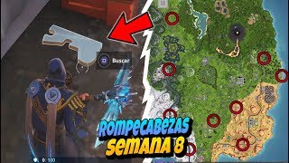 Mapa Piezas De Rompecabezas Fortnite Videos 9videos Tv - busca piezas de rompecabezas debajo de puentes y en cuevas semana 8 temporada 8 fortnite