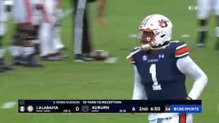 Auburn WR Kobe Hudson touchdown against Alabama 2021 College Football