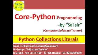 Python Literals || Python Collection Literals || Python Constants || Python Collections || #30