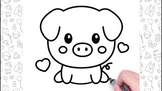 How to Draw a Pig Easy 🐖 | bolalar uchun cho'chqa chizish | 아이들을 위한 돼지 그림