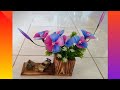 Tutorial bunga pelangi dari stocking by ams craft | a rainbow flower tutorial from stocking