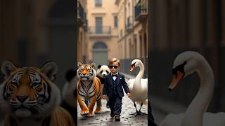 Adorable Baby Fashion Show with Animals 🐅🦢 #kidsfashion #baby #cute #viral #youtubeshorts