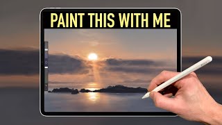 IPAD PAINTING TUTORIAL - Sea sunset islands art in Procreate