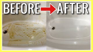 GENIUS BATHTUB CLEANING TRICK!! (Never Scrub on your Knees AGAIN) | Andrea Jean